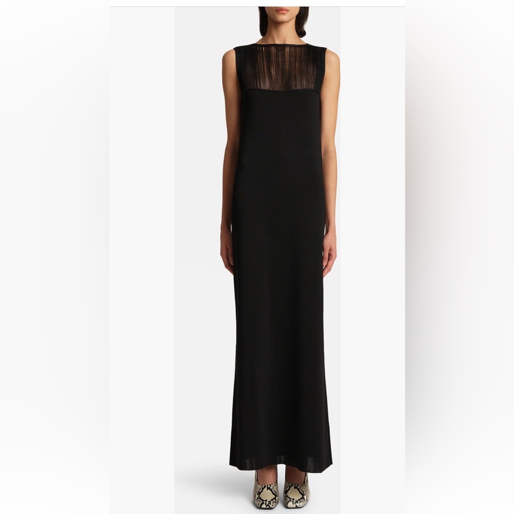 Khaite Ruslan Knit Column maxi Dress Elegant Black Evening Gown new M & XL $2600